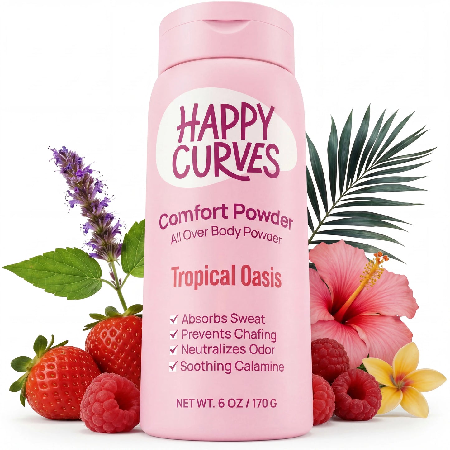 HAPPY CURVES Comfort Powder: Talc Free anti Chafe Body & Foot Dusting Powder Deodorant to Control Inner Thigh Chafing, and Private Areas(Pack of 1)