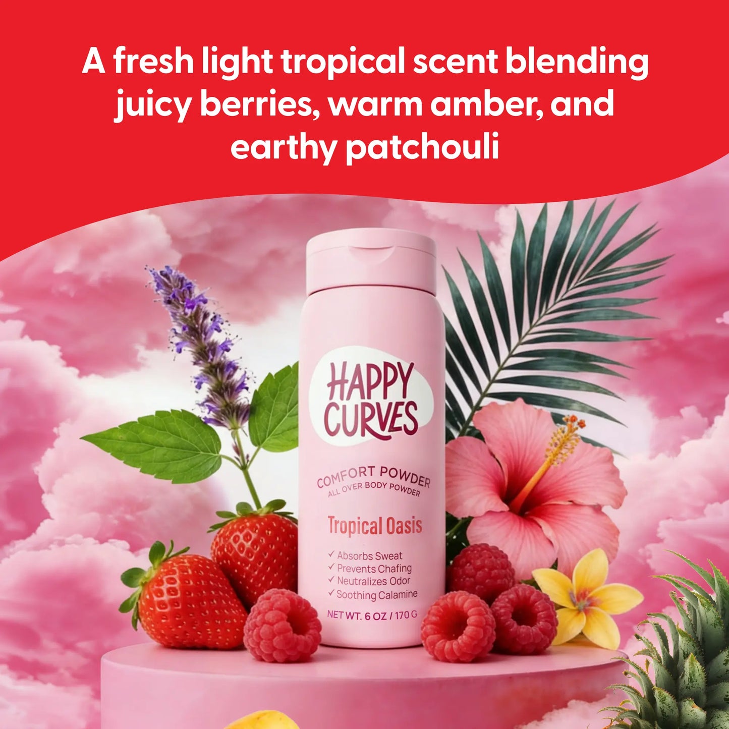 HAPPY CURVES Comfort Powder: Talc Free anti Chafe Body & Foot Dusting Powder Deodorant to Control Inner Thigh Chafing, and Private Areas(Pack of 1)