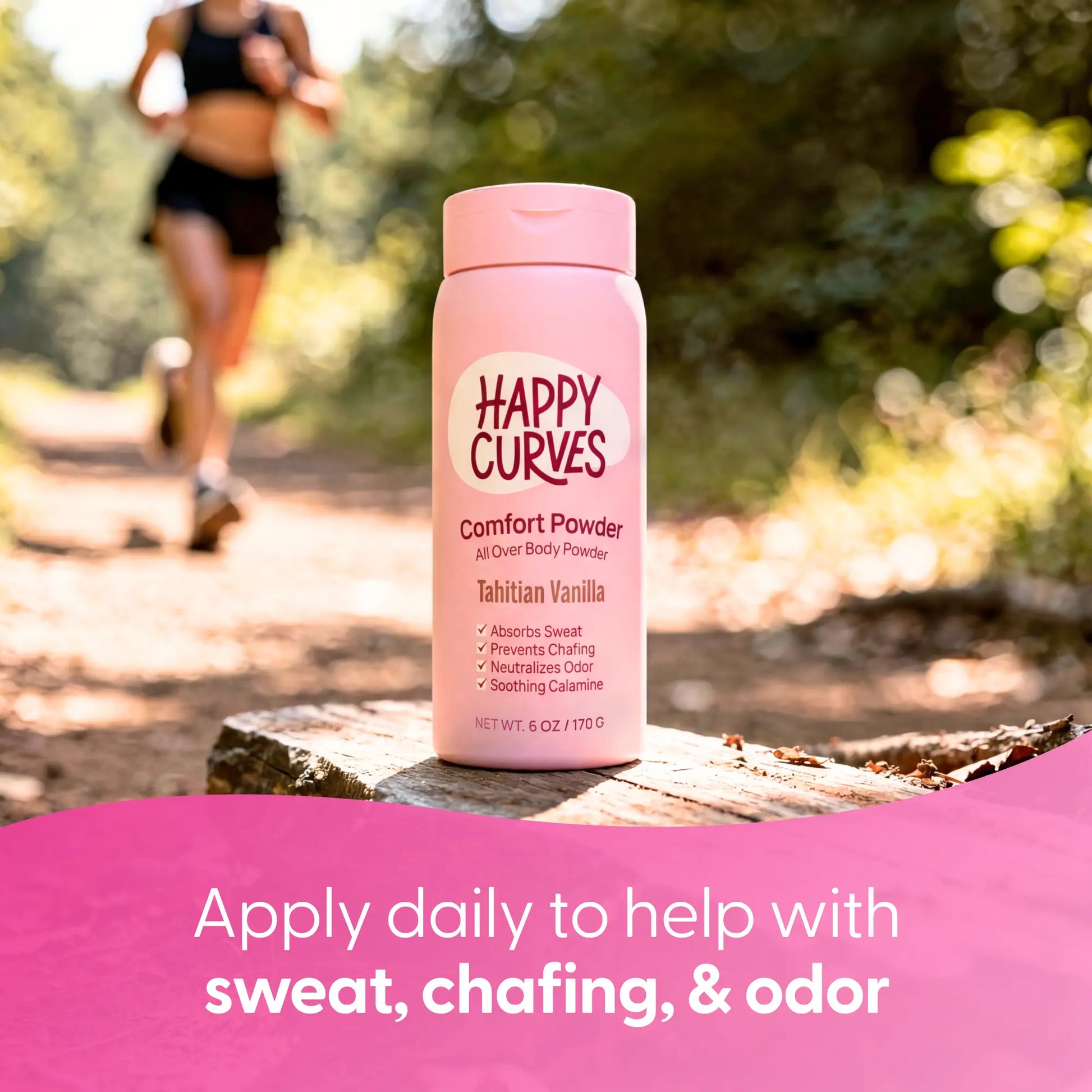 HAPPY CURVES Comfort Powder: Talc Free anti Chafe Body & Foot Dusting Powder Deodorant to Control Inner Thigh Chafing, and Private Areas(Pack of 1)